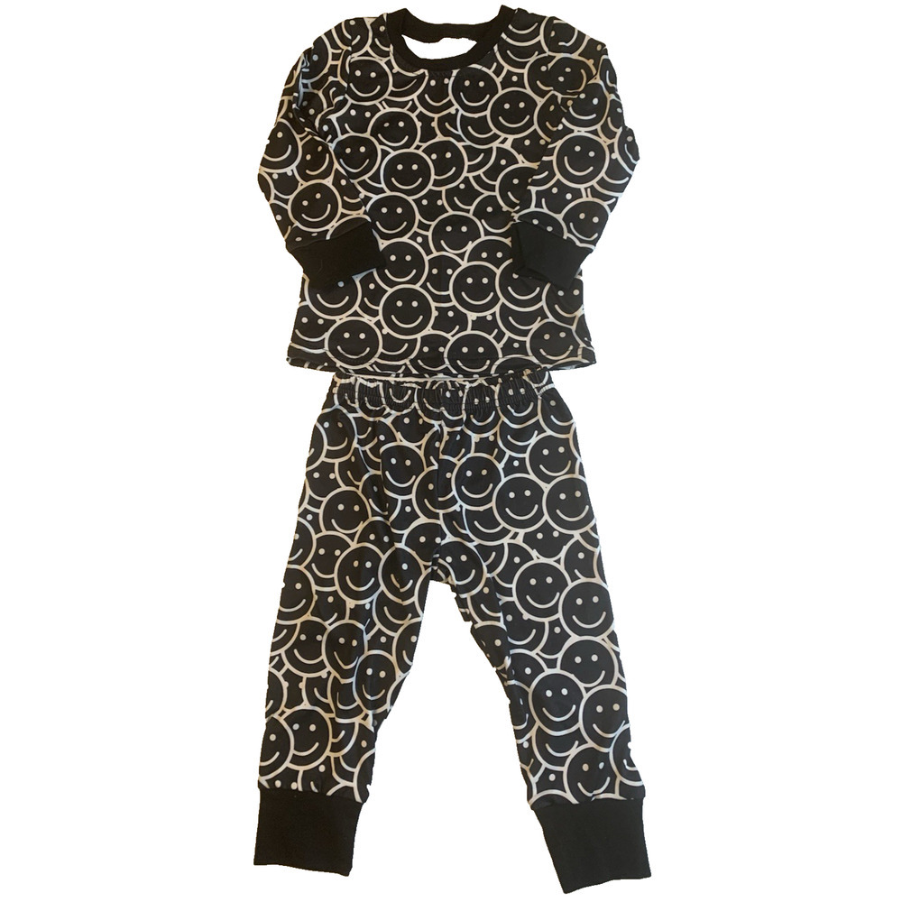Cotton Pajama Set Toddler 12–18 Months Black Long Sleeve Pants Unisex